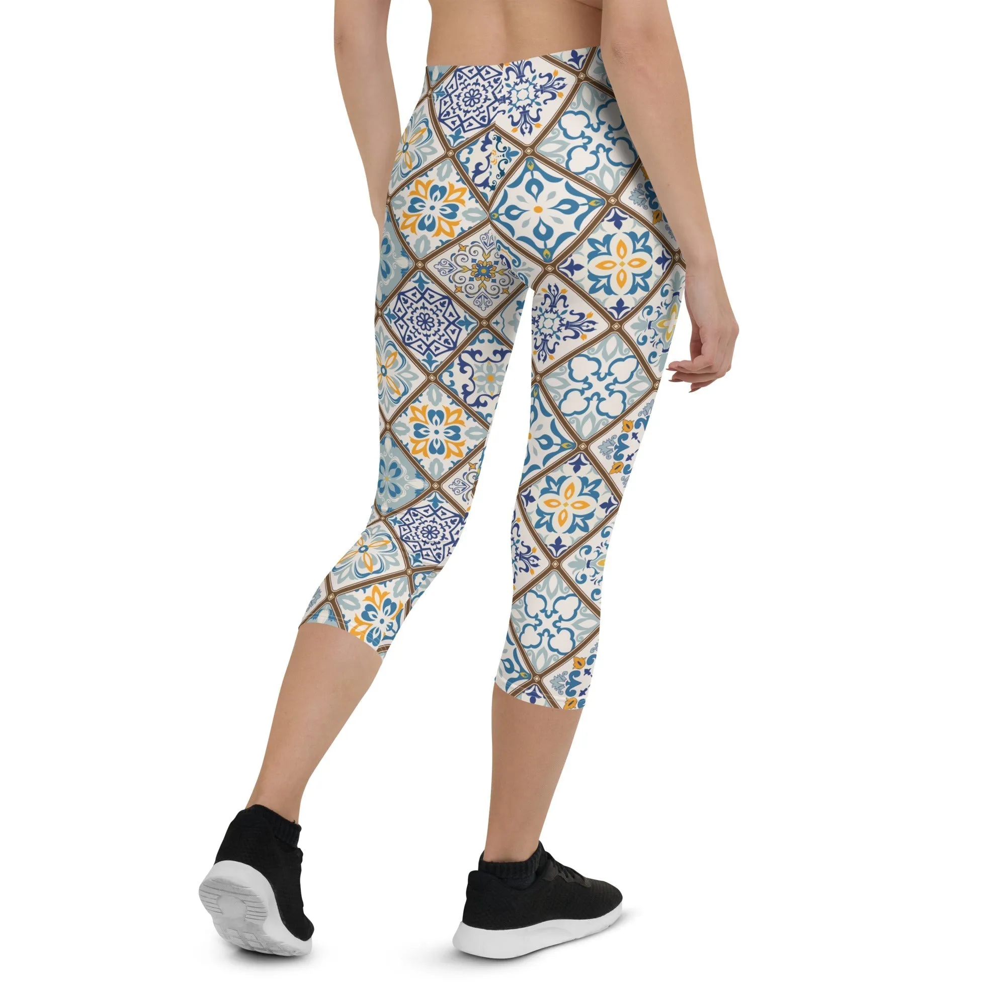 Floral Tile Print Capris