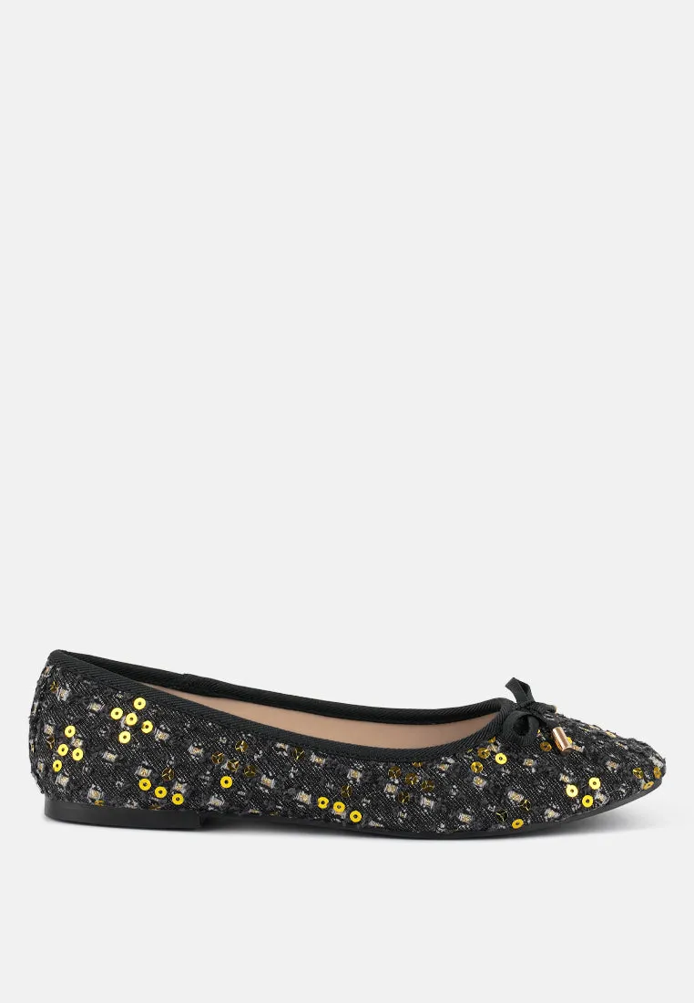 Florent Sequin Flat Bow Ballerinas