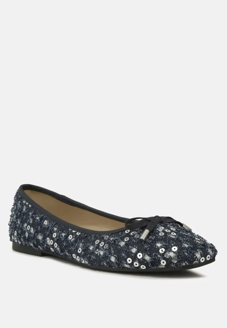 Florent Sequin Flat Bow Ballerinas