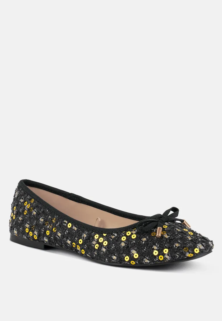 Florent Sequin Flat Bow Ballerinas