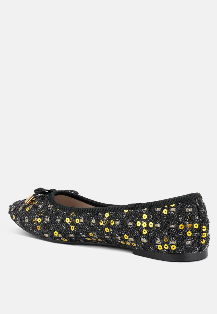 Florent Sequin Flat Bow Ballerinas