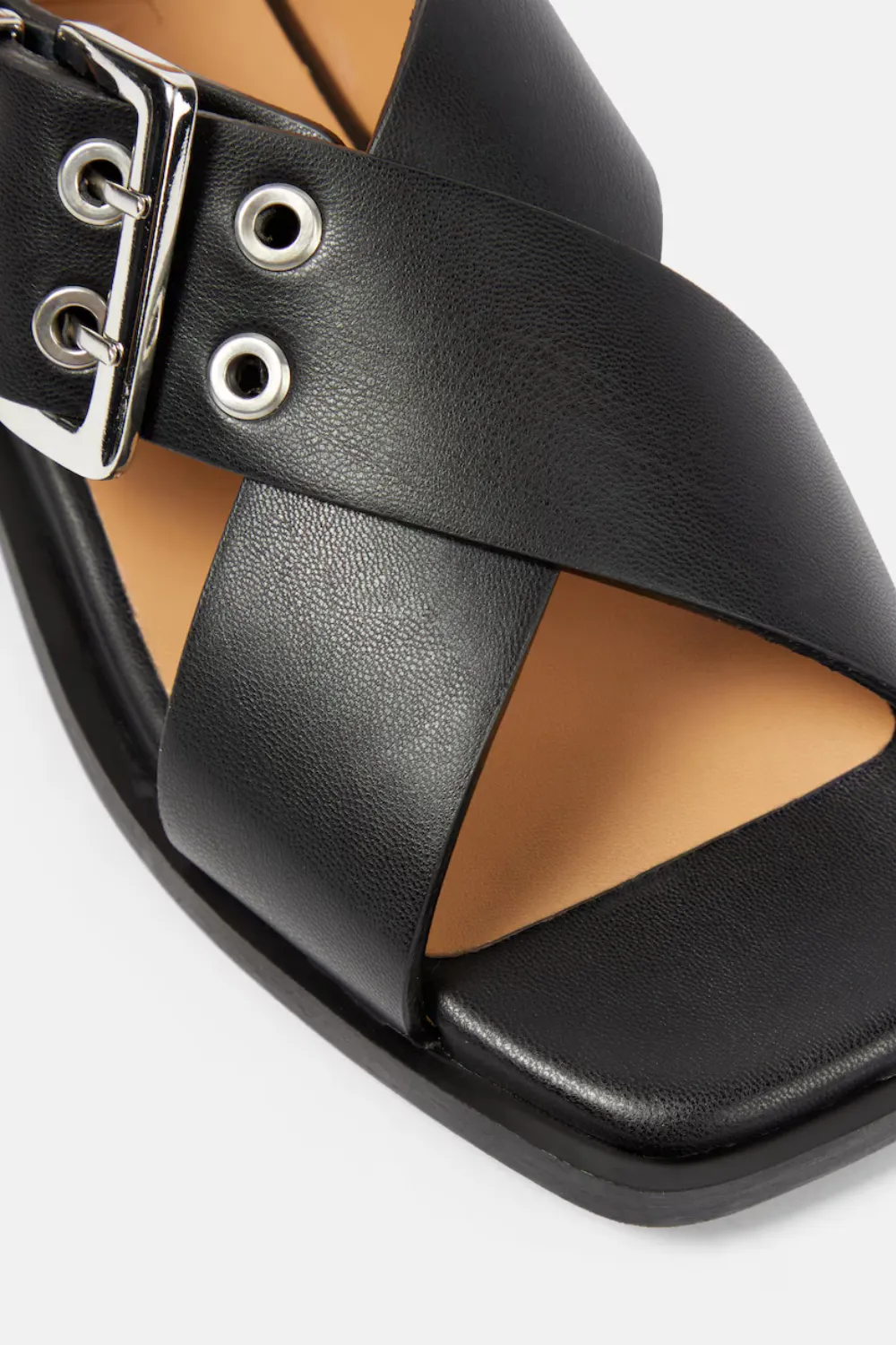 Ganni Feminine Buckles Cross Strap Sandal