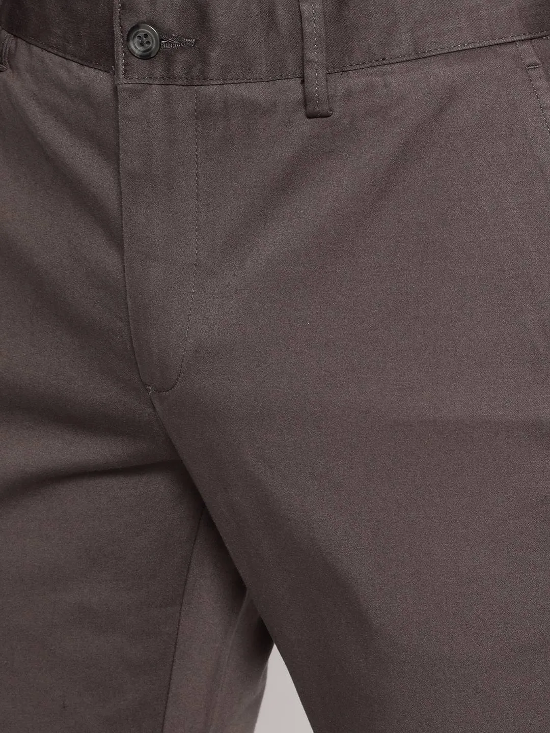 Grafite Grey Solid Super Slim Fit Casual Trouser | Greenfibre