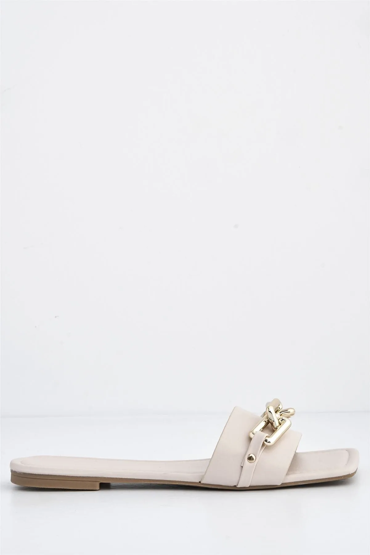 Harlow Statement Chain Flat Sandal in Nude