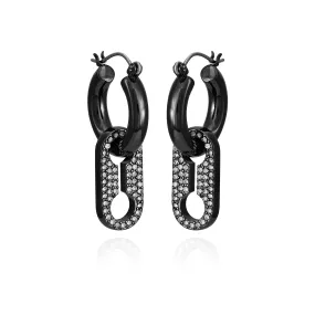 Hematite Crystal Stone Hoop Drop Earrings