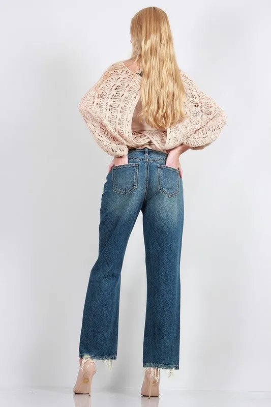 HIGH RISE DISTRESSED DAD JEANS