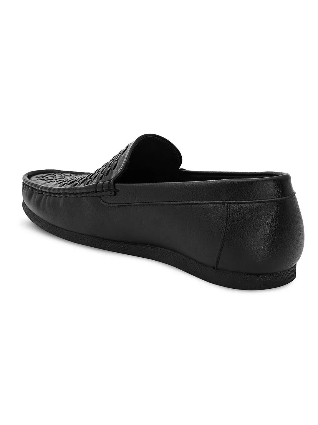 Hydes N Hues Men Black Woven Design Loafers