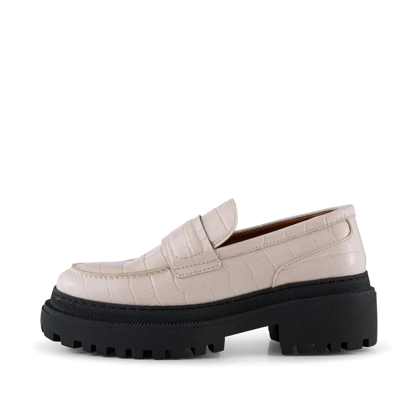 Iona Leather Loafer (White Croco)