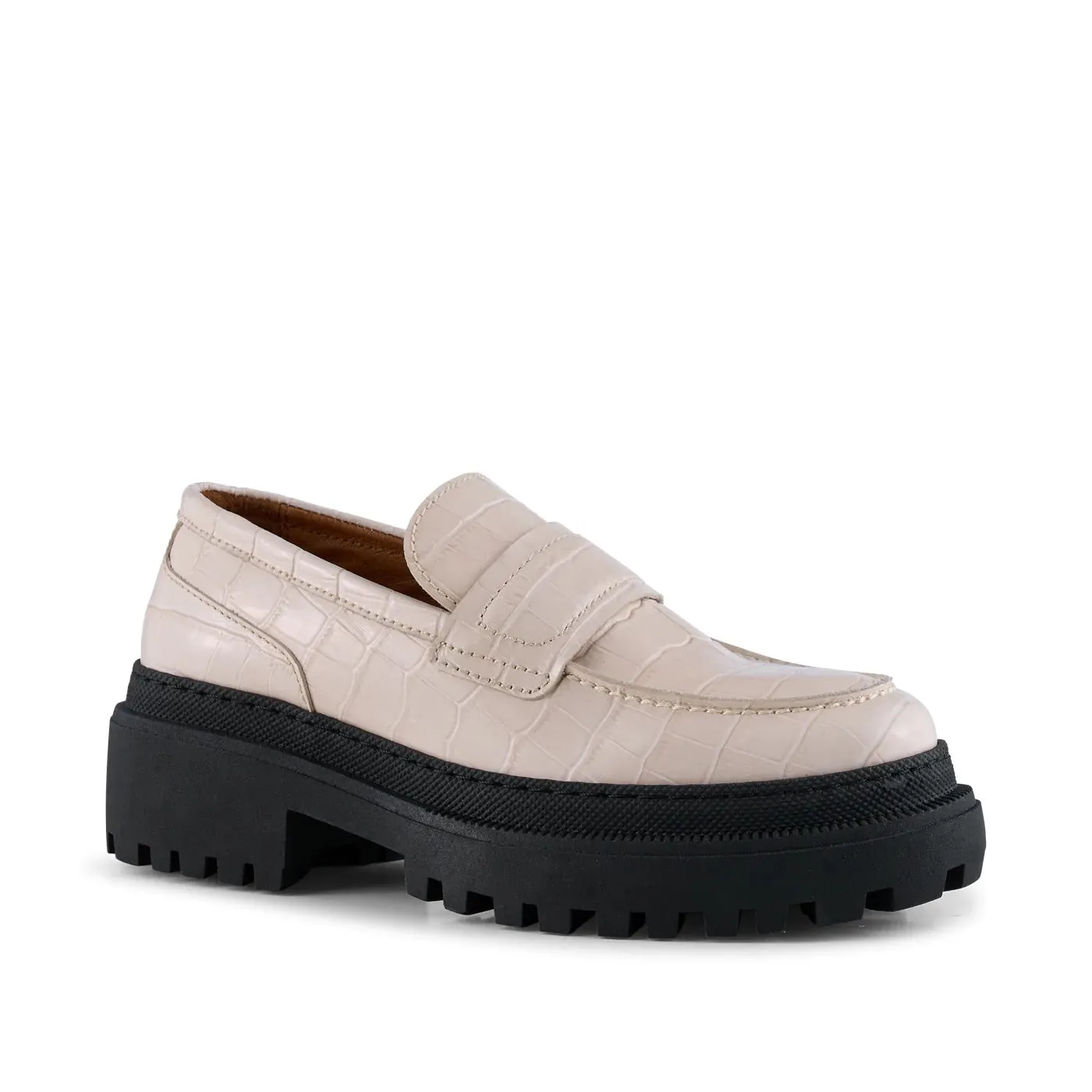 Iona Leather Loafer (White Croco)