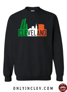 Irish Flats Skyline on Black Crewneck Sweatshirt