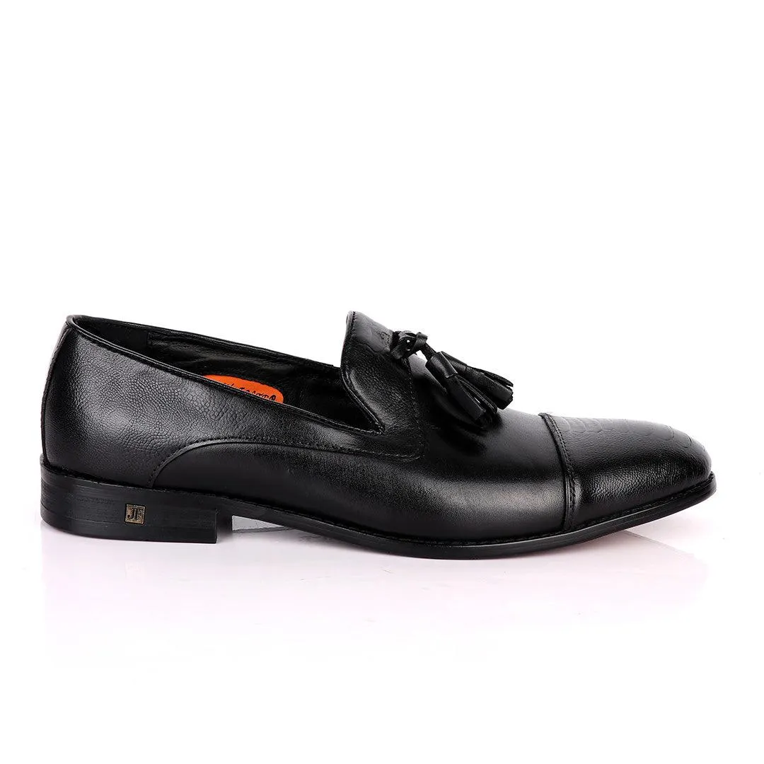 John Foster Slip On Tassel with Front Design-Black