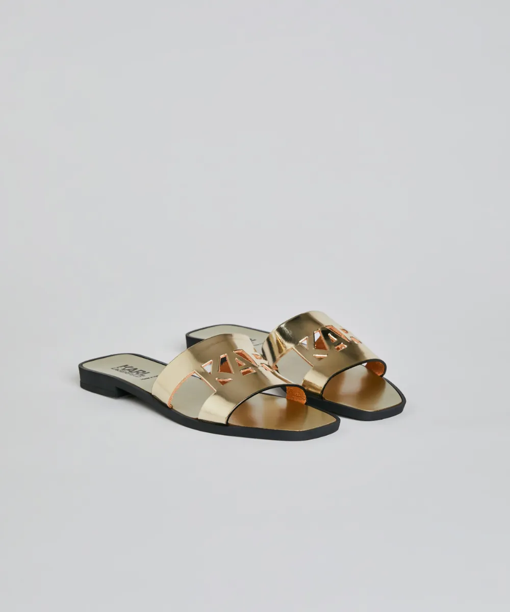 KARL LAGERFELD SKOOT II KARL CUT-OUT METALIK FLATS