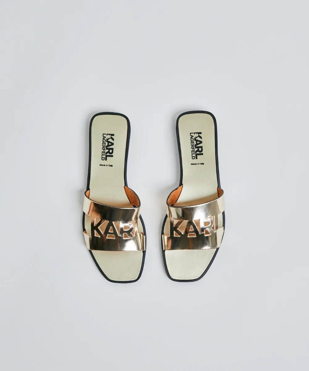 KARL LAGERFELD SKOOT II KARL CUT-OUT METALIK FLATS