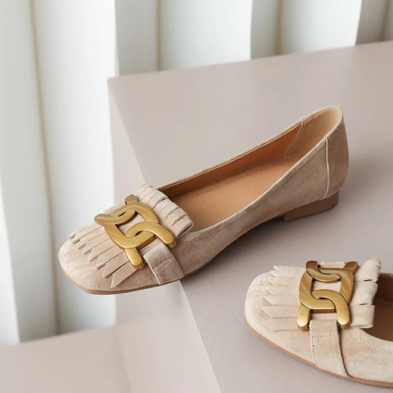 Kyla Nude Suede Flats