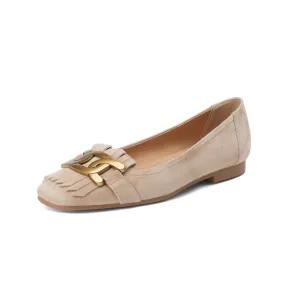 Kyla Nude Suede Flats