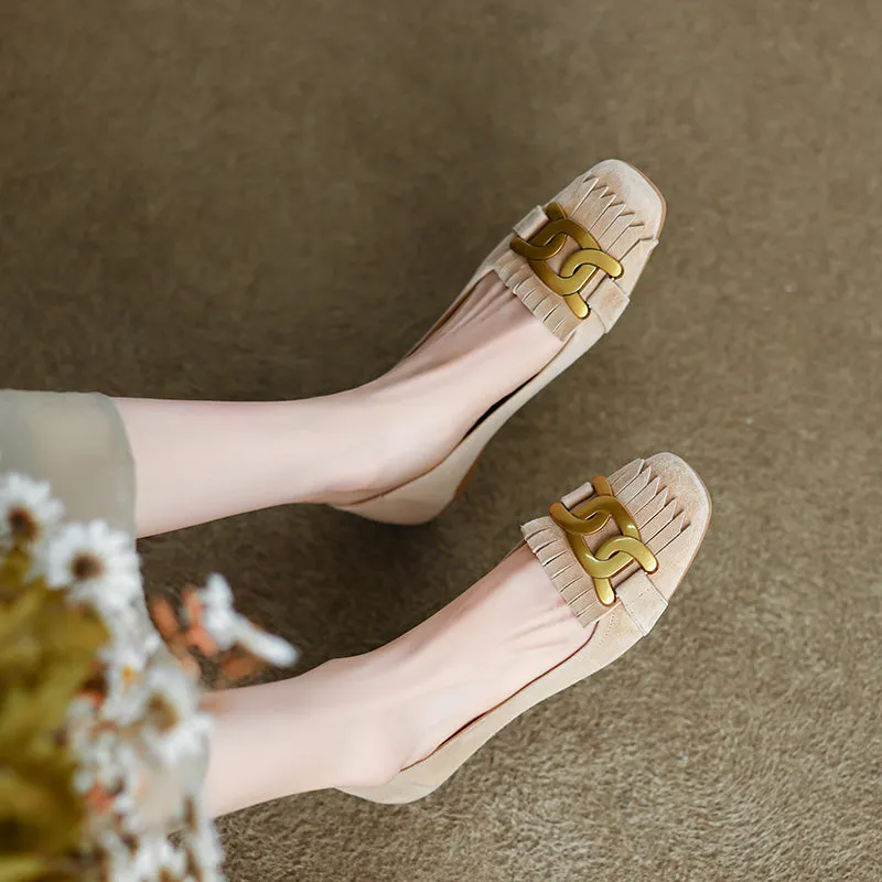 Kyla Nude Suede Flats