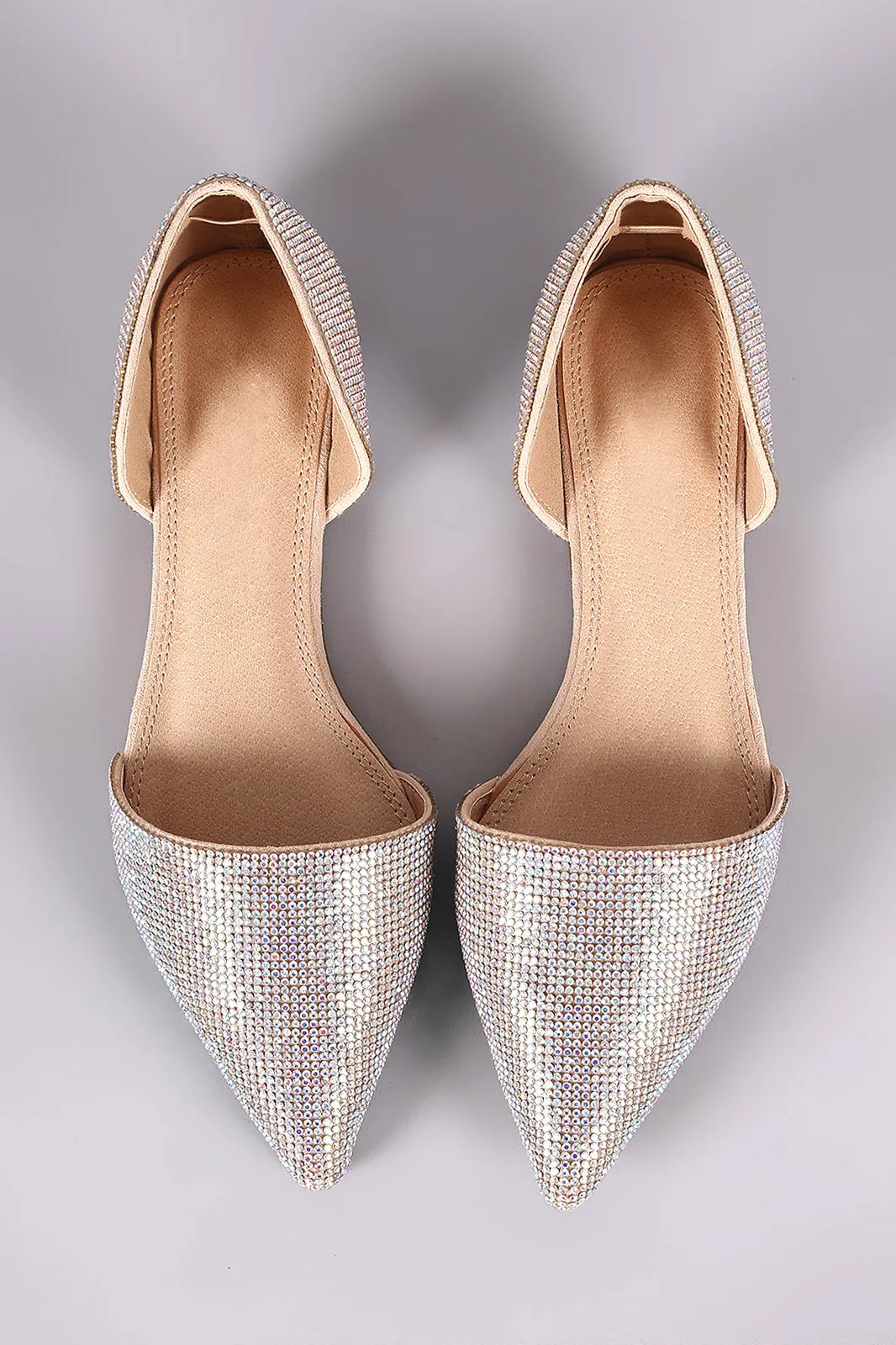 Liliana Rhinestone Pointy Toe Pointy Toe Dorsay Flat