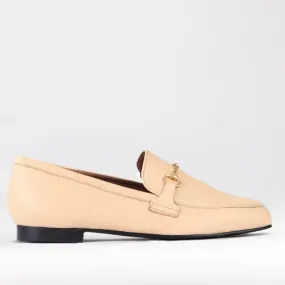 Loafer with Gold Trim in Cream - 12451