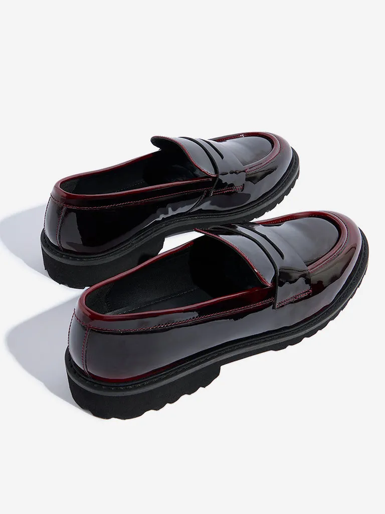 LUNA BLU Burgundy Glossy Loafers