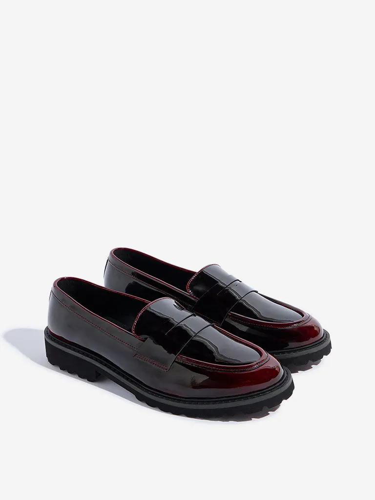 LUNA BLU Burgundy Glossy Loafers