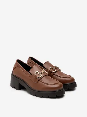 LUNA BLU Tan Chunky Platform Loafers