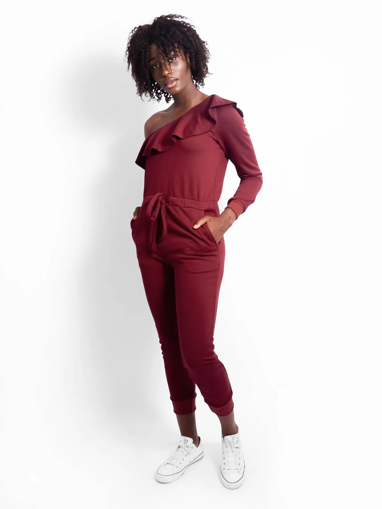 Maroon Dawn Sweat Jumpsuit