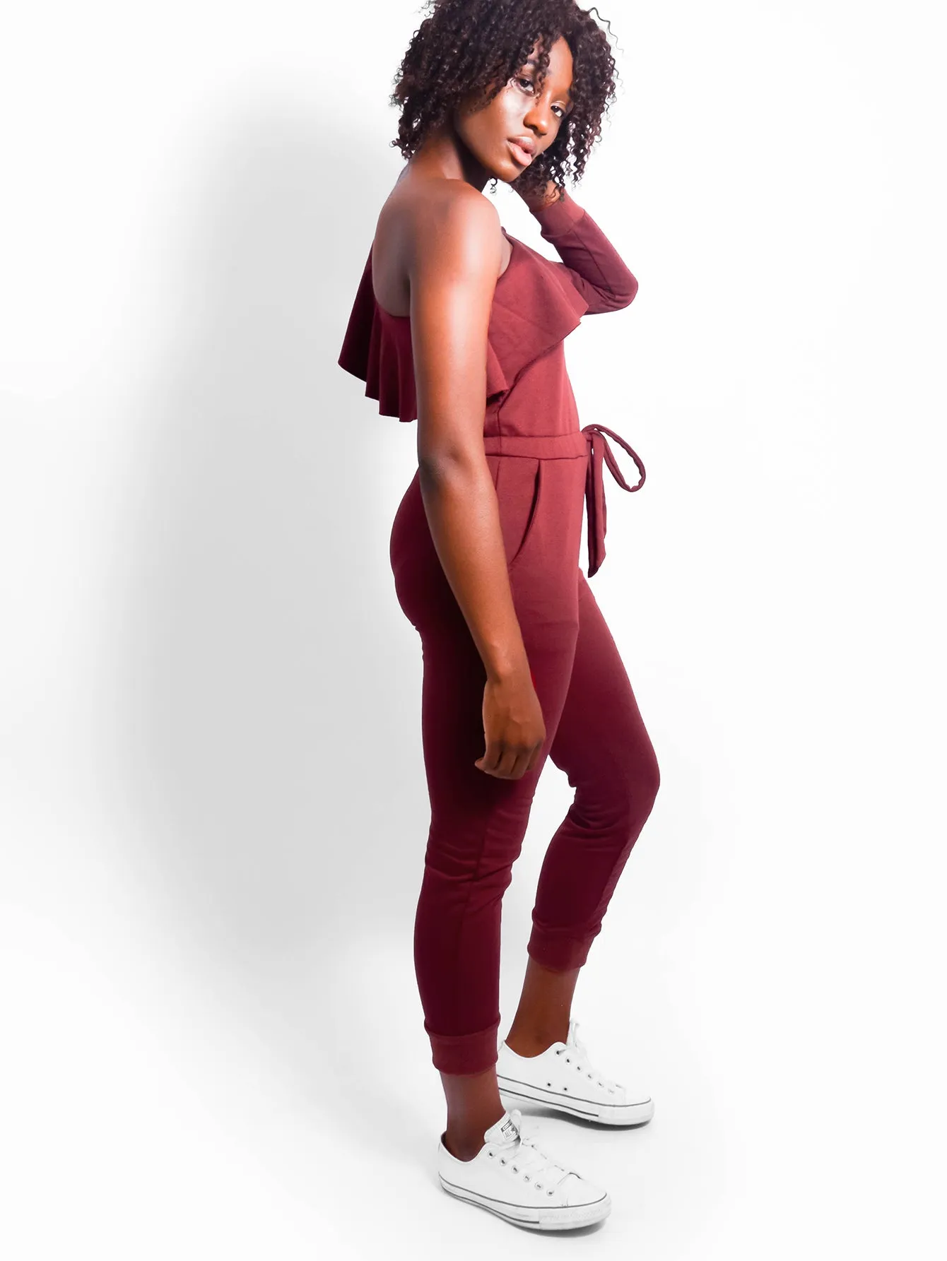 Maroon Dawn Sweat Jumpsuit