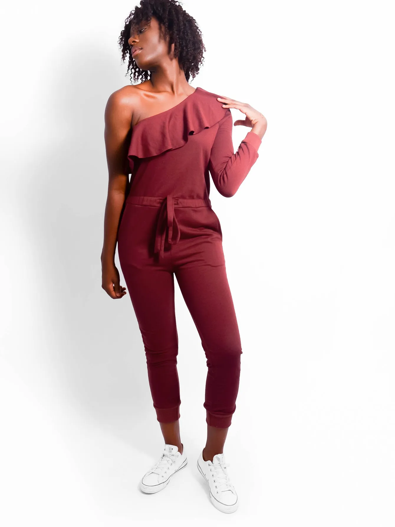 Maroon Dawn Sweat Jumpsuit