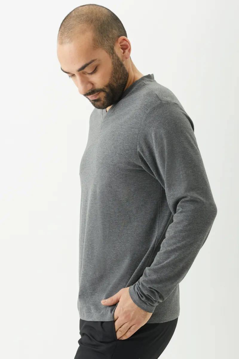 Men's Bamboo Cotton Long-Sleeve Vneck Tee-All Sales Final