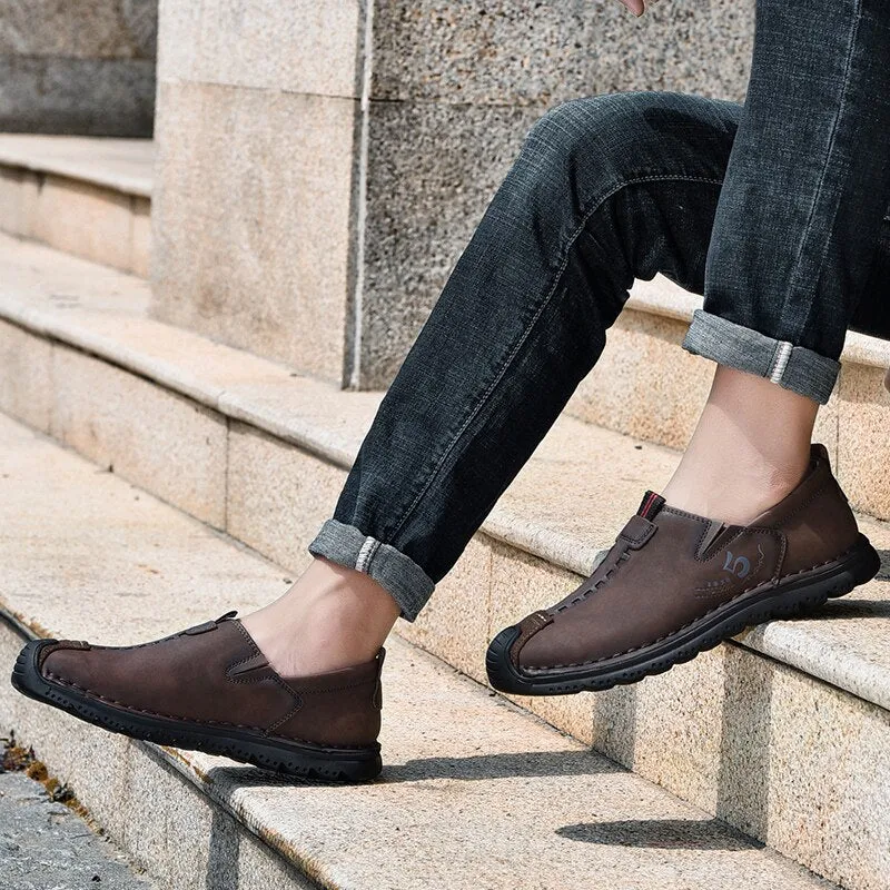 Men's Split Leather Slip On Loafers