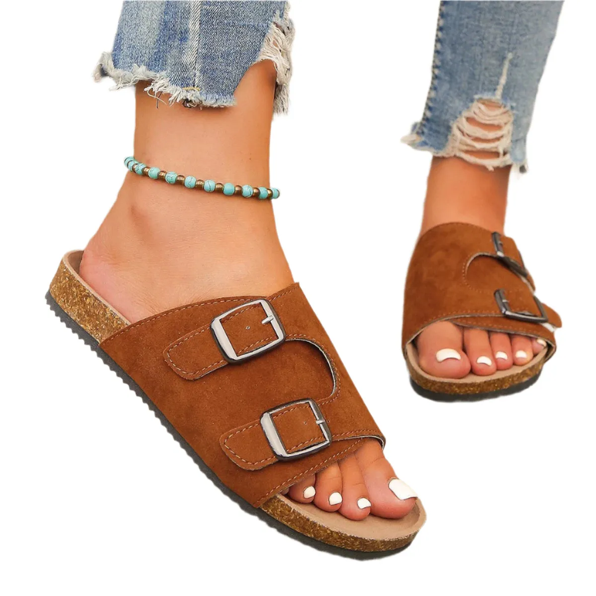 Metal Buckle Open Toe Sandals