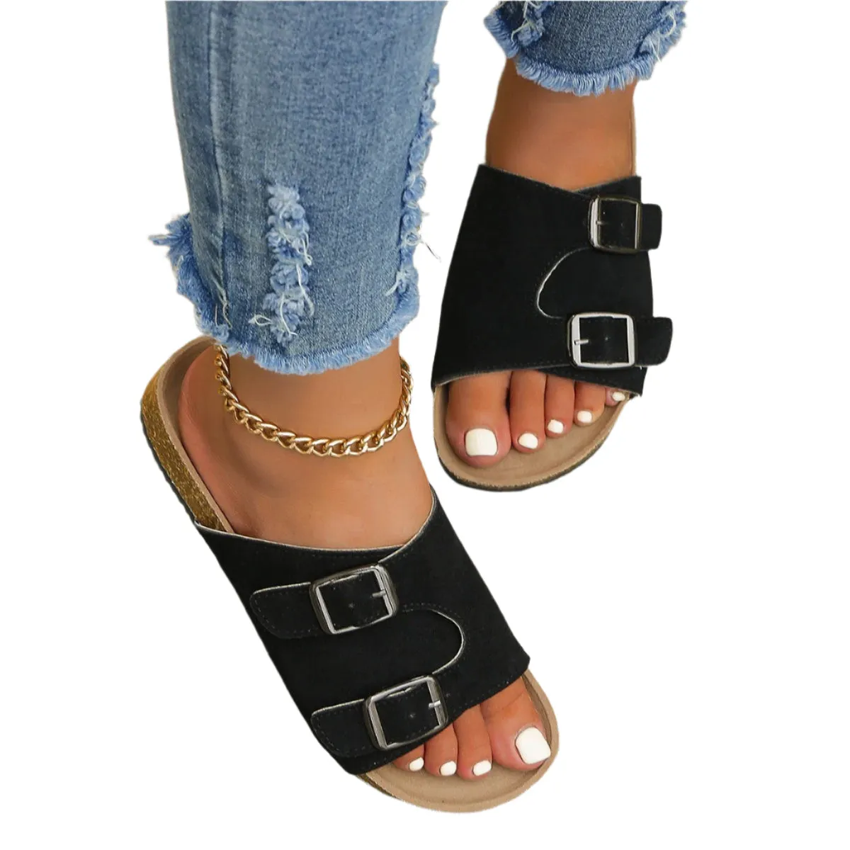 Metal Buckle Open Toe Sandals