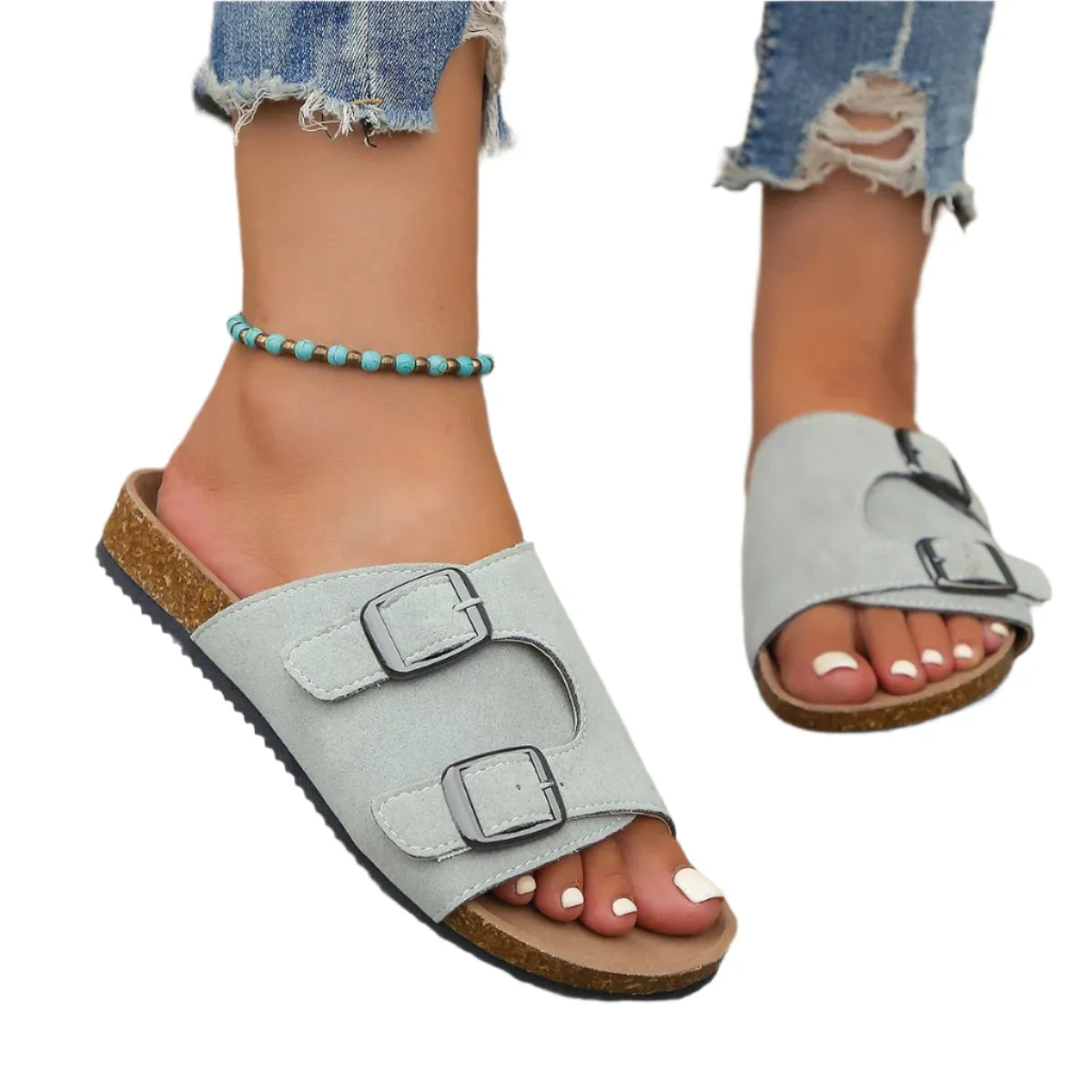 Metal Buckle Open Toe Sandals