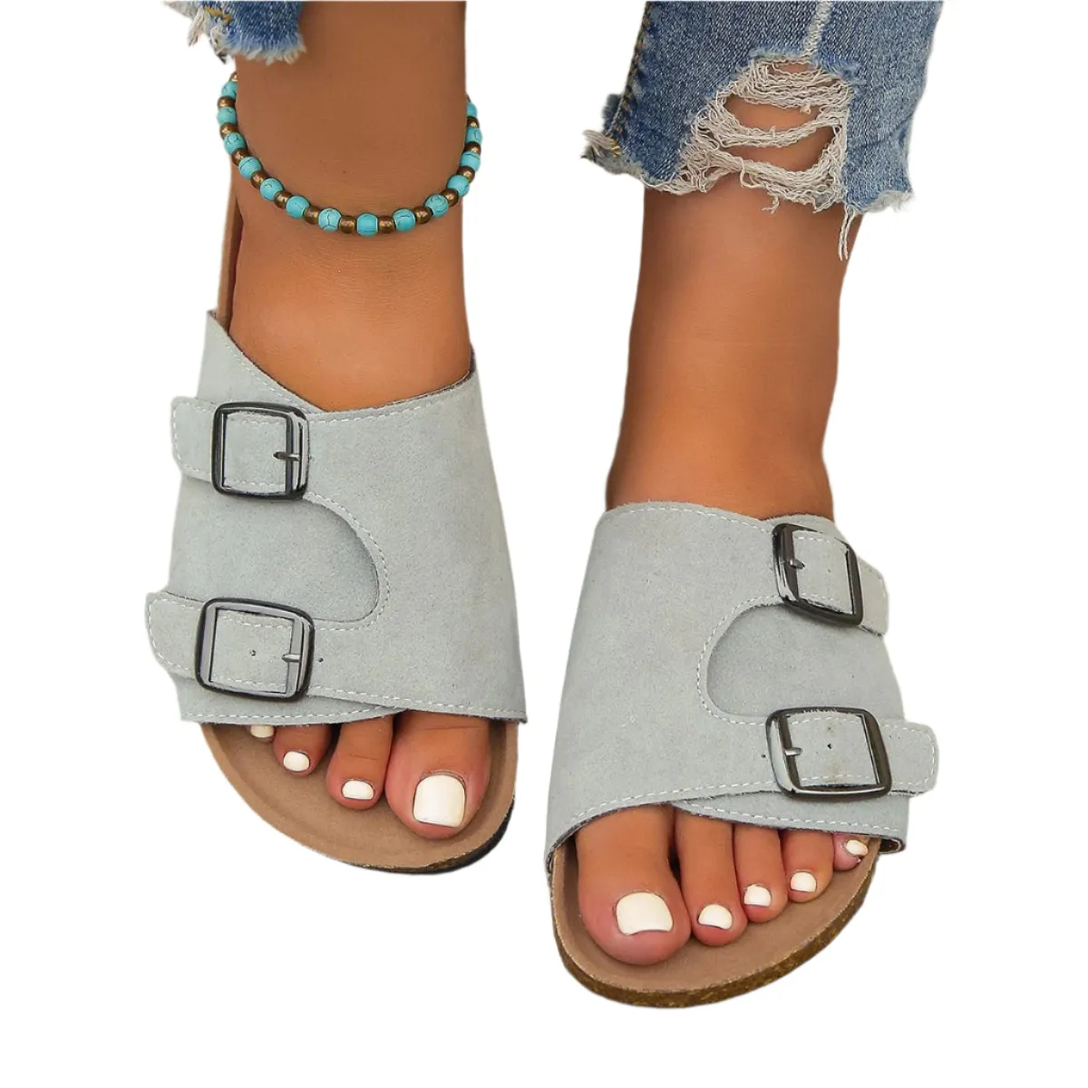 Metal Buckle Open Toe Sandals