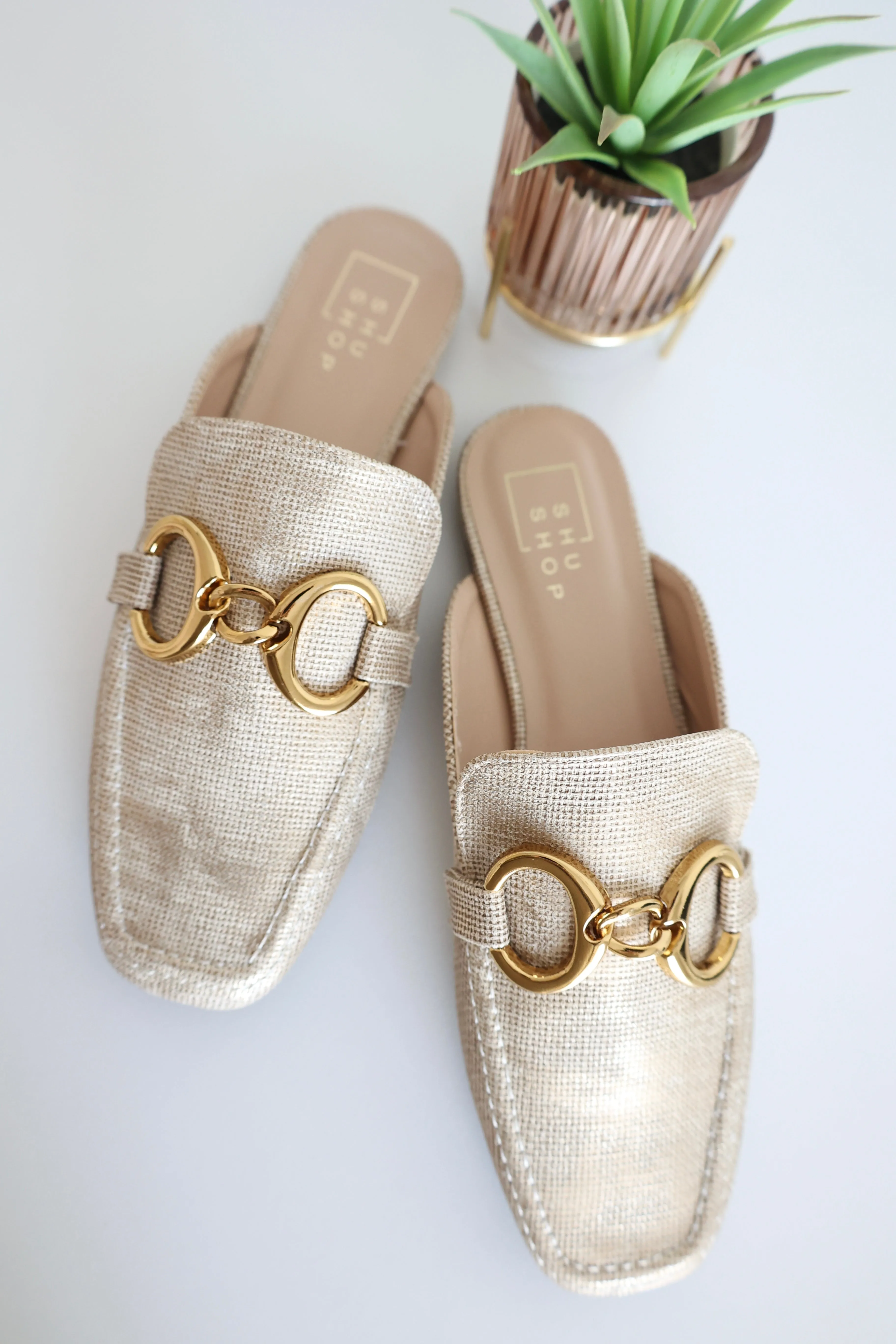 Metallic Meda Mules