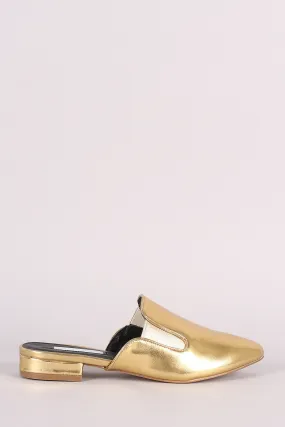 Metallic Pointy Toe Mule Loafer Flat