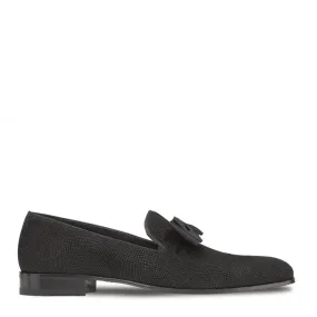 Mezlan Venetian Loafer Black Glass Suede Leather Dress shoe