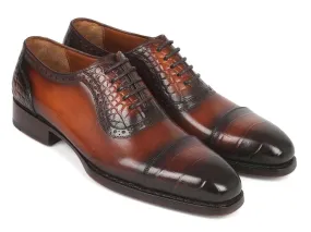 Paul Parkman Brown Crocodile Embossed Oxfords