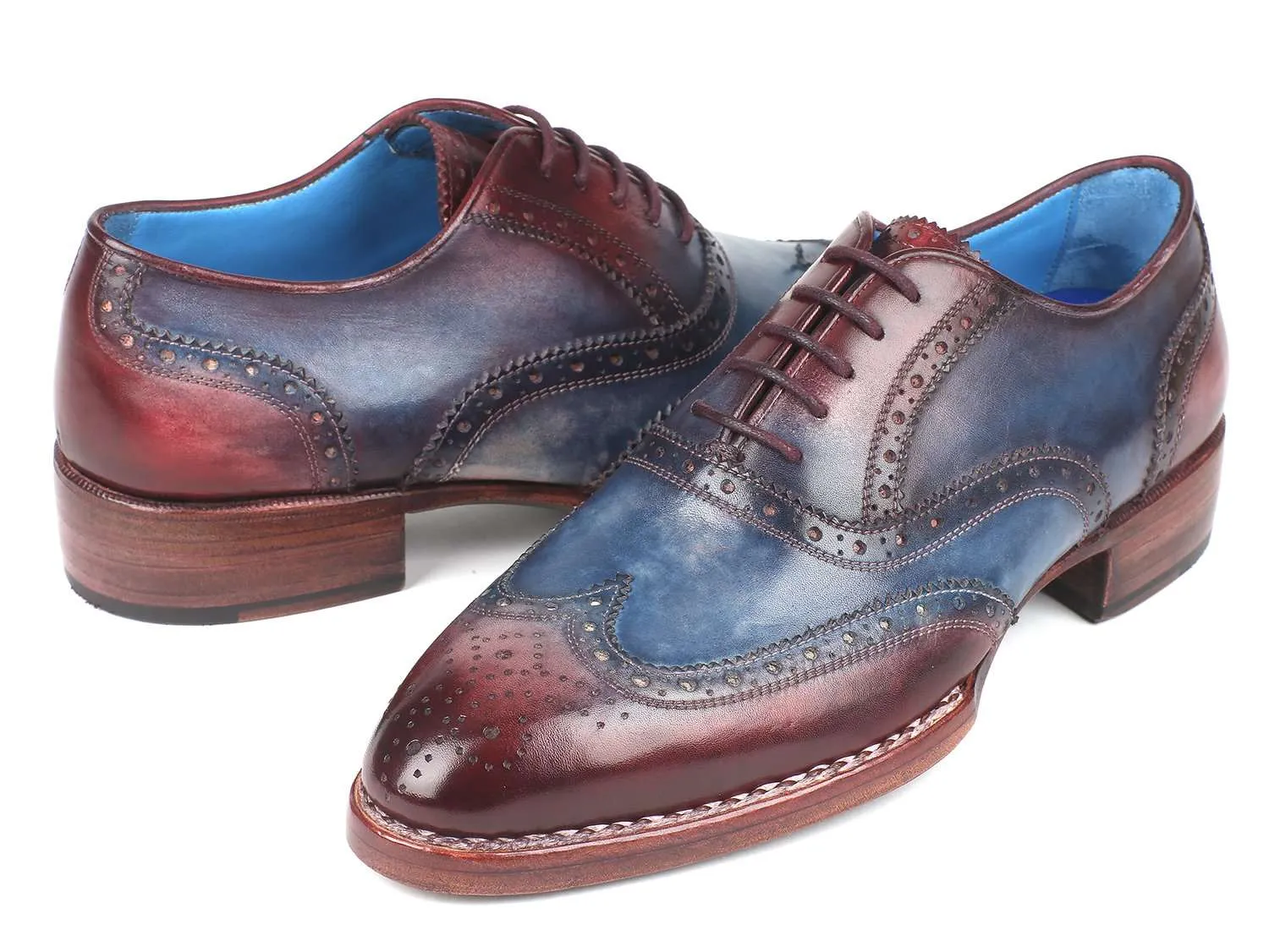 Paul Parkman Two Tone Wingtip Oxfords Blue & Bordeaux