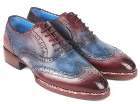 Paul Parkman Two Tone Wingtip Oxfords Blue & Bordeaux