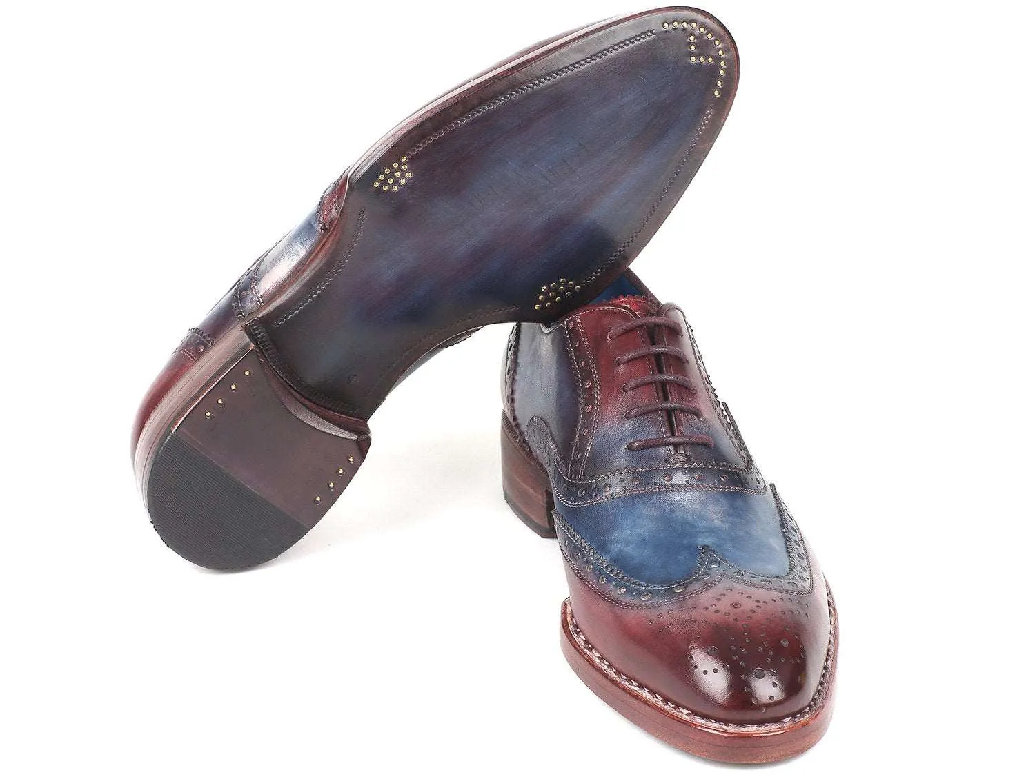 Paul Parkman Two Tone Wingtip Oxfords Blue & Bordeaux