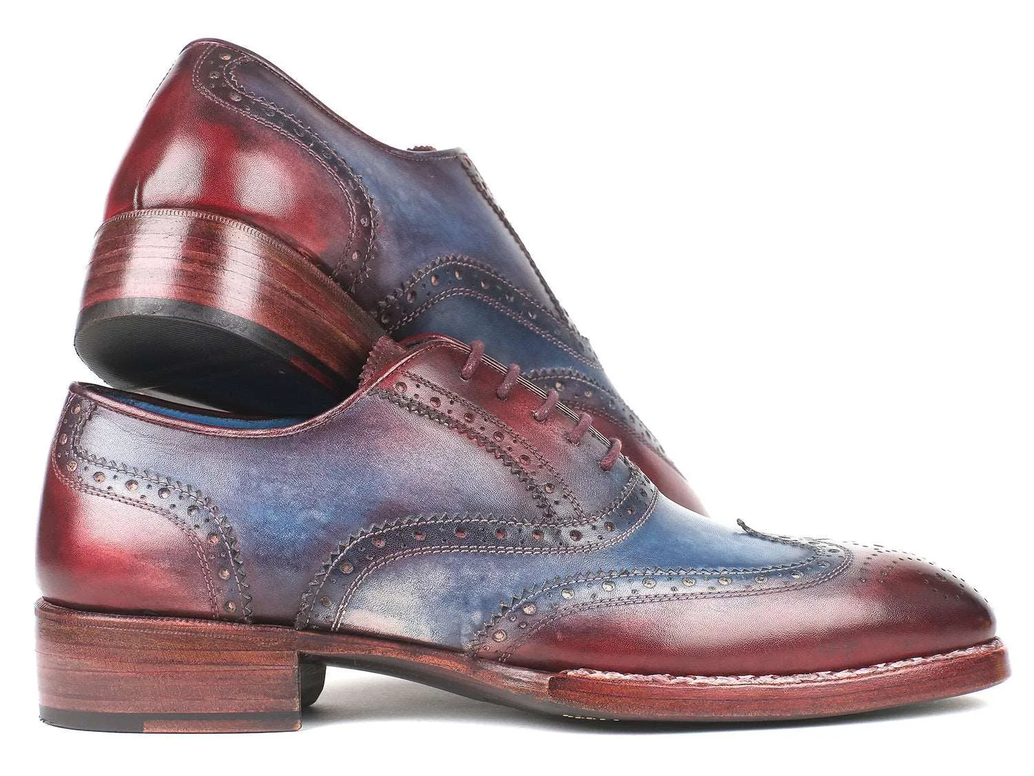 Paul Parkman Two Tone Wingtip Oxfords Blue & Bordeaux