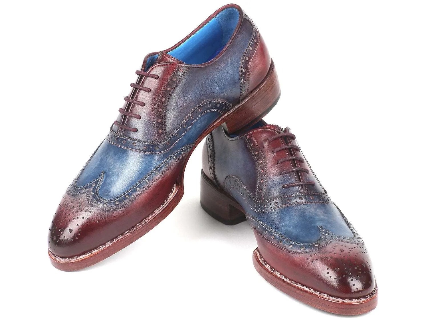 Paul Parkman Two Tone Wingtip Oxfords Blue & Bordeaux