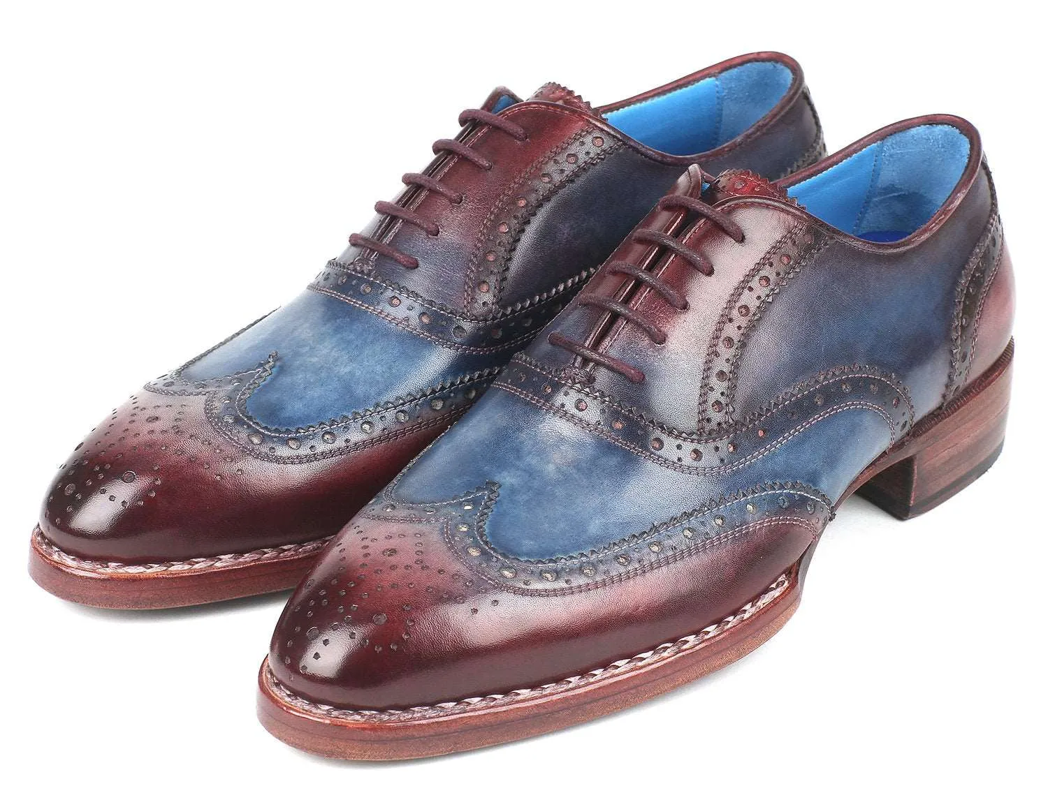 Paul Parkman Two Tone Wingtip Oxfords Blue & Bordeaux