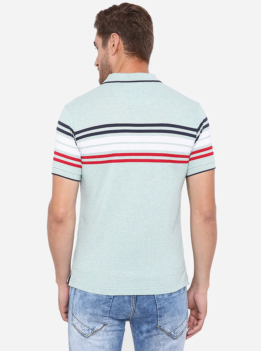 Pista Melange Striped Slim Fit Polo T-Shirt | Greenfibre