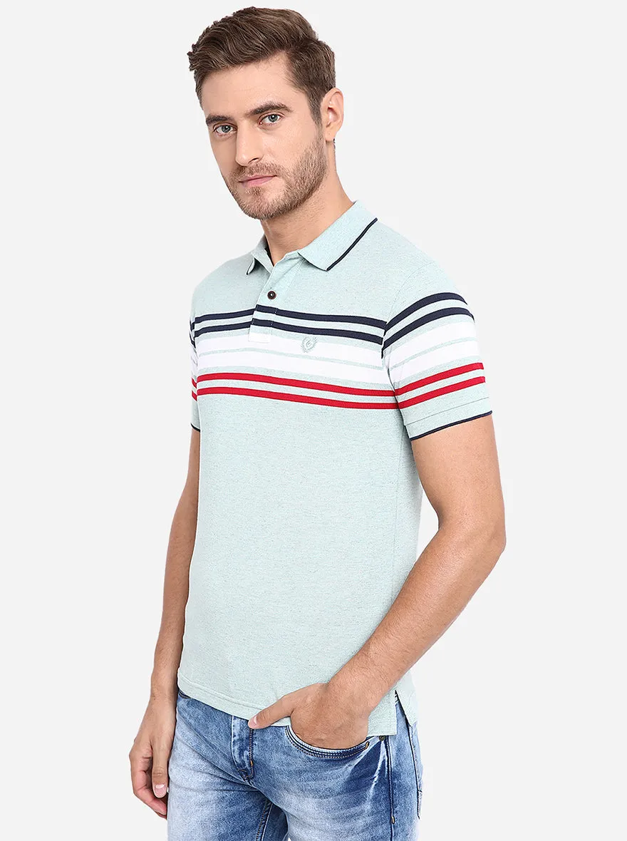 Pista Melange Striped Slim Fit Polo T-Shirt | Greenfibre