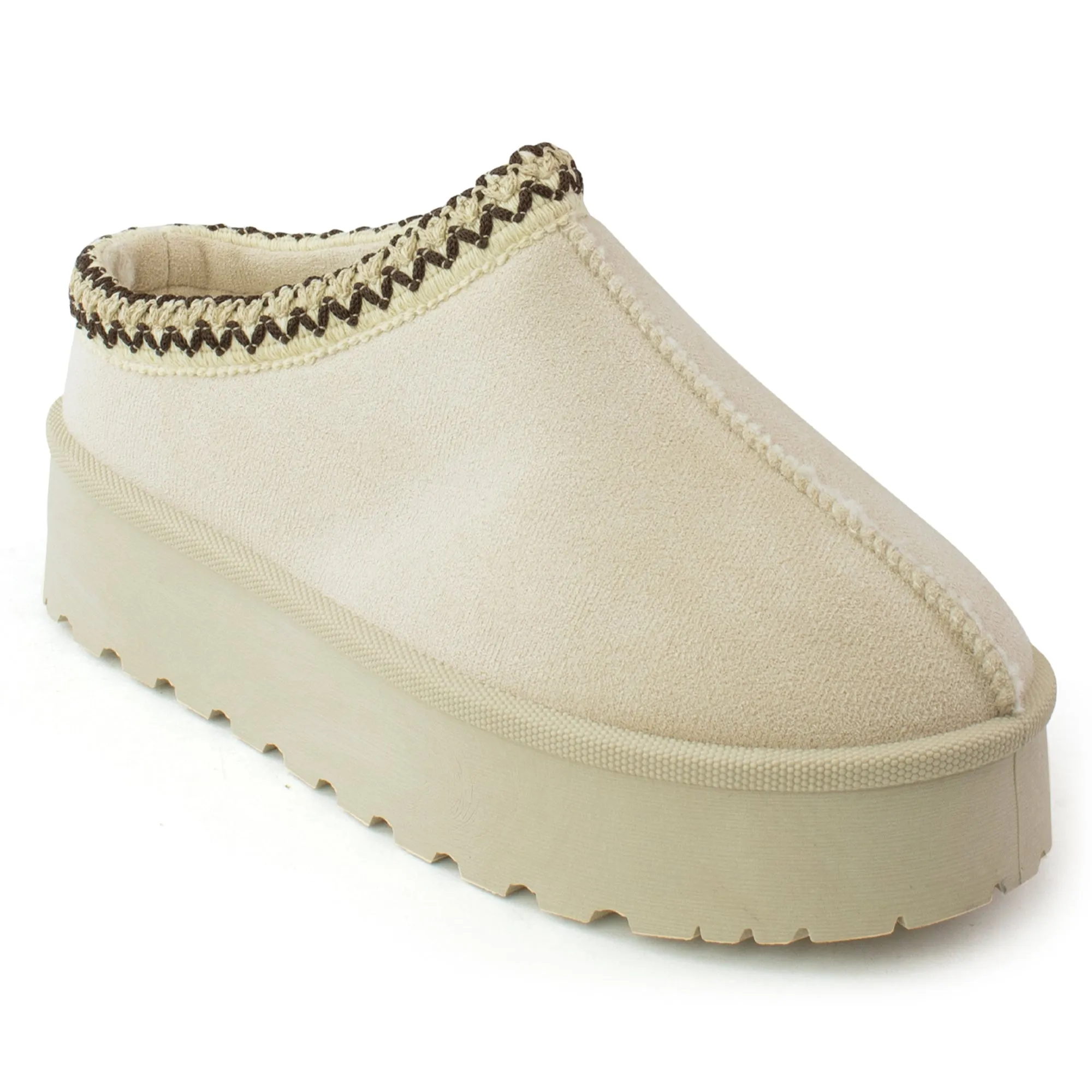 Platform Shearling Mule Clog BEIGE