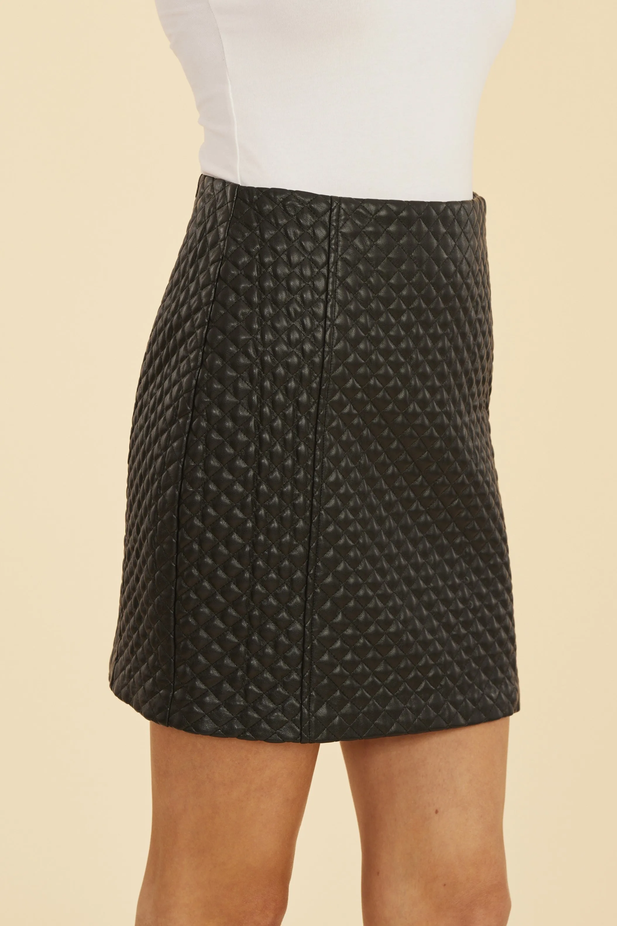 Quilted Faux Leather Skirt