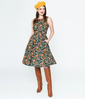 Retrolicious Black Flora Swing Dress