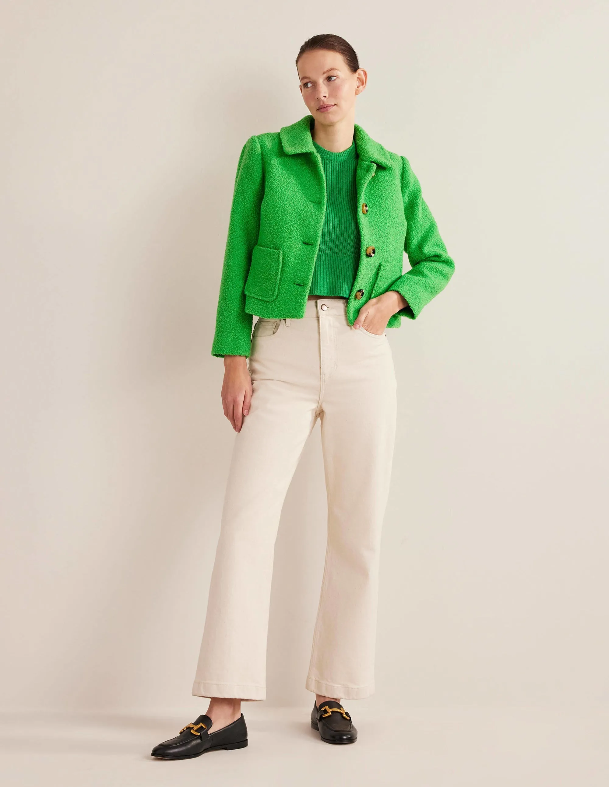 Rye Cropped Jacket-Iguana Green